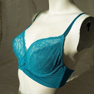Chic Teal Lace Bra